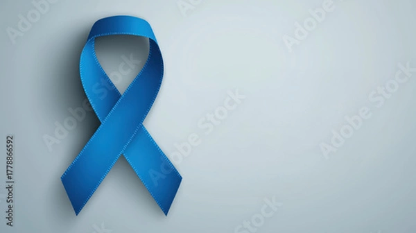 Obraz A blue ribbon symbolizes men's health awareness alongside a playful mustache graphic and text.
