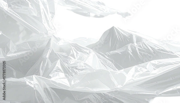 Obraz Crumpled, transparent plastic sheets on black backround, abstract