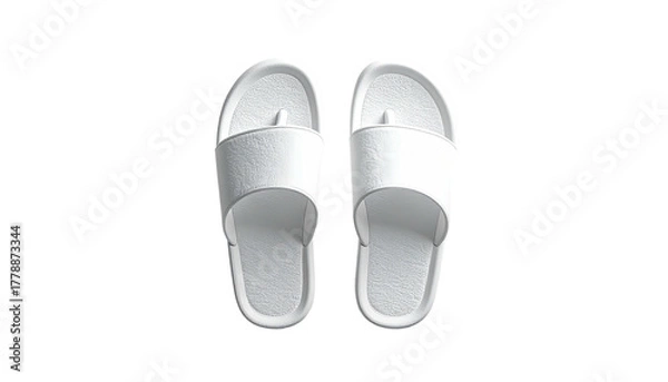 Obraz Two white flip-flops, seen from above, on a black backdrop