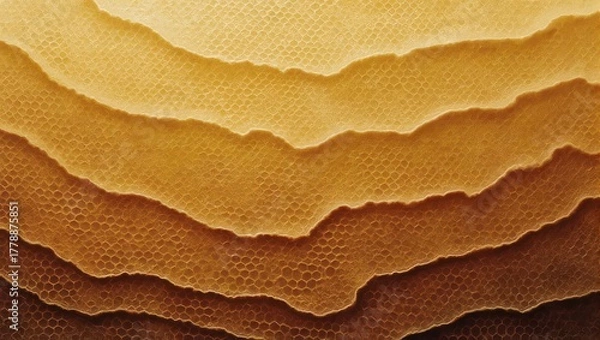 Fototapeta Abstract background of layered torn paper in earth tones.