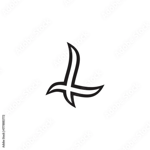 Obraz letter l outline simple curves uppercase logo vector