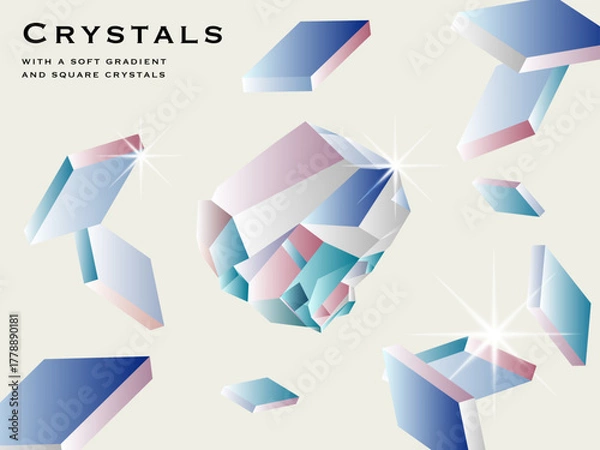 Obraz 淡いグラデーションのクリスタル抽象背景 | モダンな結晶散りばめイラスト
