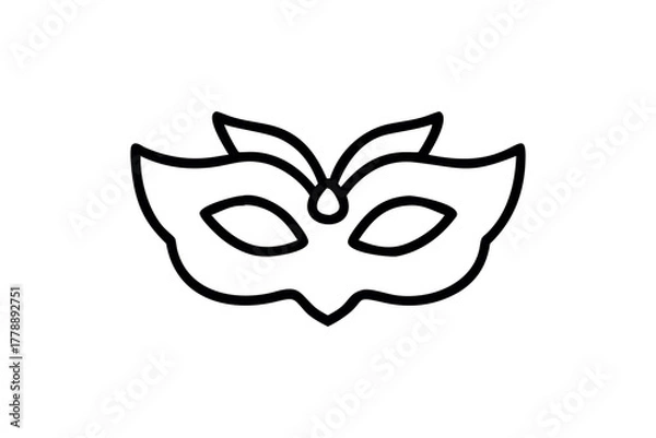 Fototapeta Simple black line drawing of a masquerade mask