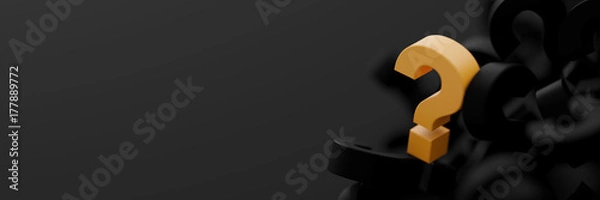 Fototapeta Infinite question marks with one out from the crowd, original 3d rendering