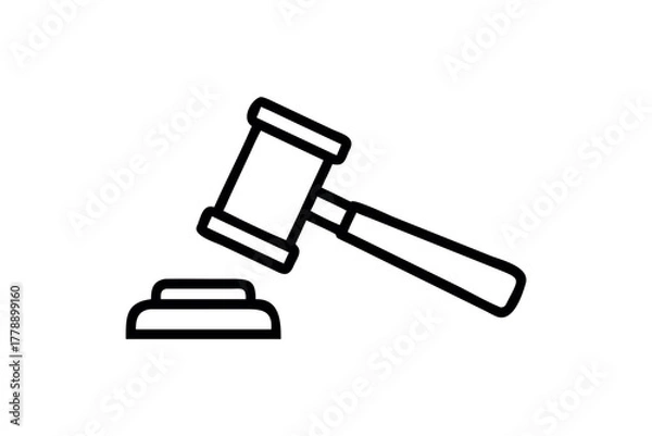 Fototapeta Gavel striking sound block simple outline