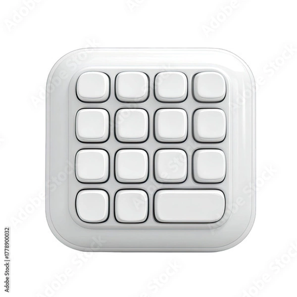 Fototapeta Square, white, compact keyboard with 16 keys