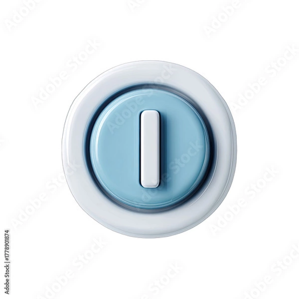 Fototapeta Light-blue and white button with off icon