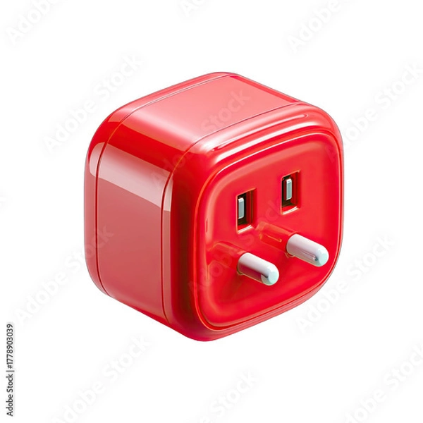 Fototapeta Red, square power adapter
