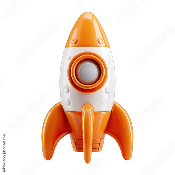 Fototapeta Orange and white rocket toy
