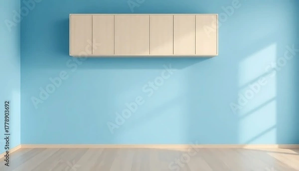 Obraz Cabinet Mockup Modern Empty Room Blue Wall