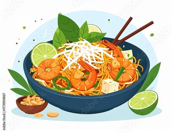 Obraz Minimal Flat Thai Pad Thai Vector Art