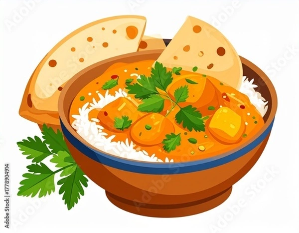 Obraz Minimal Flat Indian Curry Vector Illustration