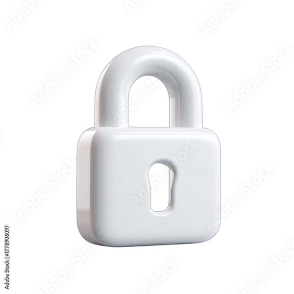 Fototapeta White 3D padlock icon