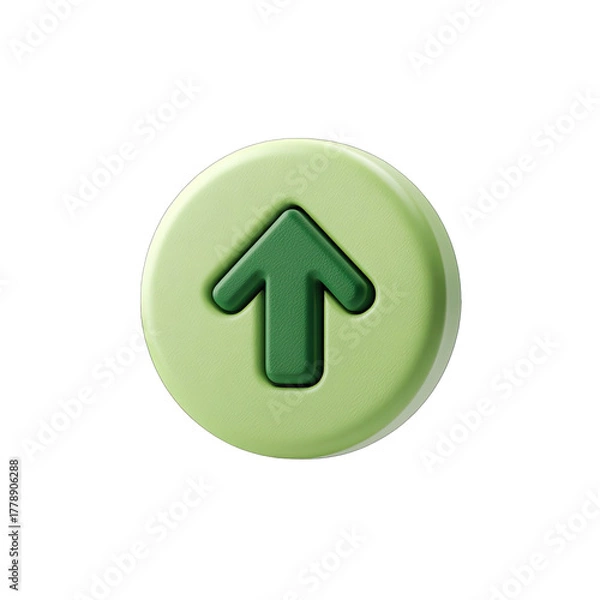 Fototapeta Round light green button with dark green upward arrow