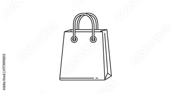 Obraz Minimalist Line Art Shopping Bag Icon For Ecommerce