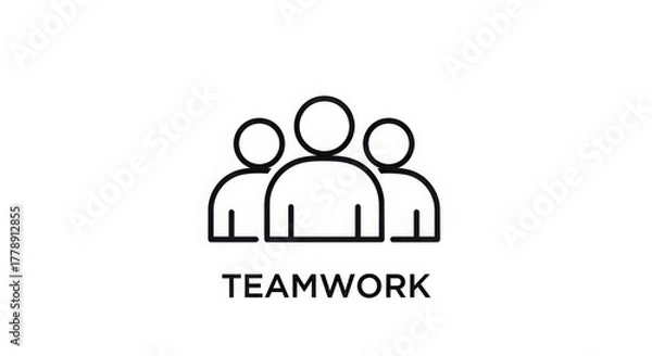 Obraz Teamwork Concept Icon With Three People Outline And Text