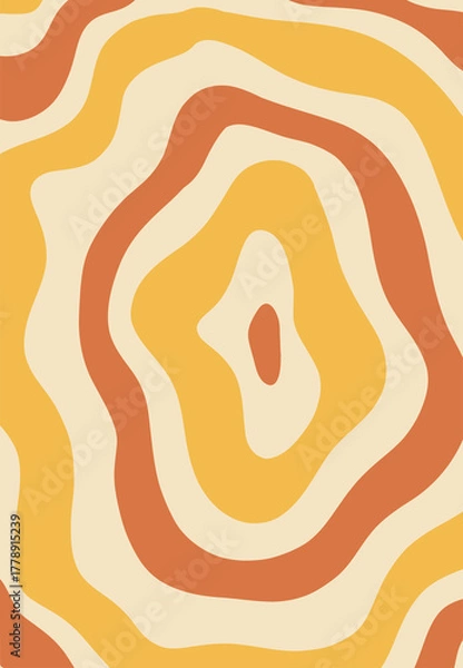 Fototapeta Retro wavy abstract fluid shape background wallpaper in orange and yellow 70s aesthetic vibe