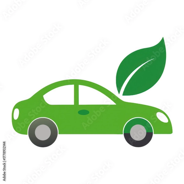 Obraz Green car with leaf symbol isolated on transparent background