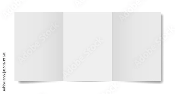 Obraz White folded brochure, three spreads or pages, vertical orientation. A4 pages. Open trifold. Letter mockup	