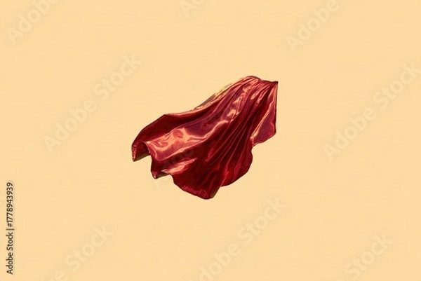 Fototapeta 透明な背景に飛んでいる赤いシルクのケープ