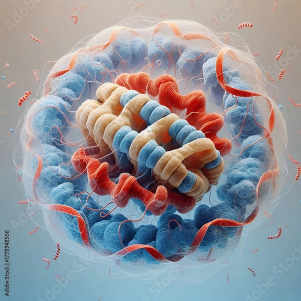 Fototapeta Visualizing the Nucleosome: DNA in Blue and Red