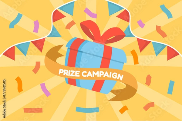 Fototapeta Gift campaign and event background with presents. Colorful banner design illustration for celebration, decoration, and festive promotion concept.