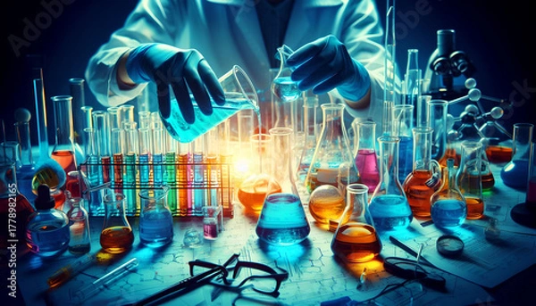 Obraz Chemistry in action — lab experiment