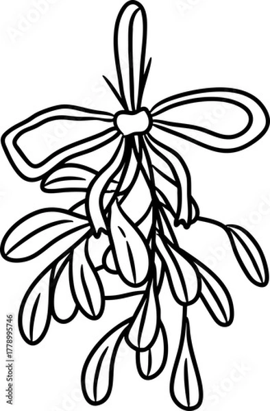 Obraz Hand Drawn Mistletoe With Bow