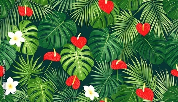 Fototapeta Tropical leaf pattern background