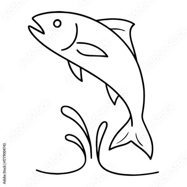 Obraz Simple Line Art of a Leaping Fish