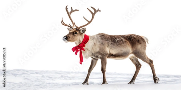 Fototapeta Portrait of Rudolph the Reindeer Wearing Sunglasses – Merry Christmas Banner