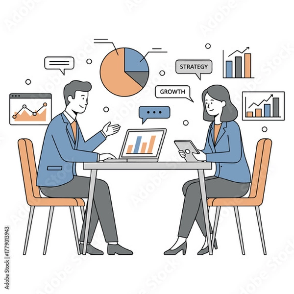 Obraz Business Discussion Vector Illustration