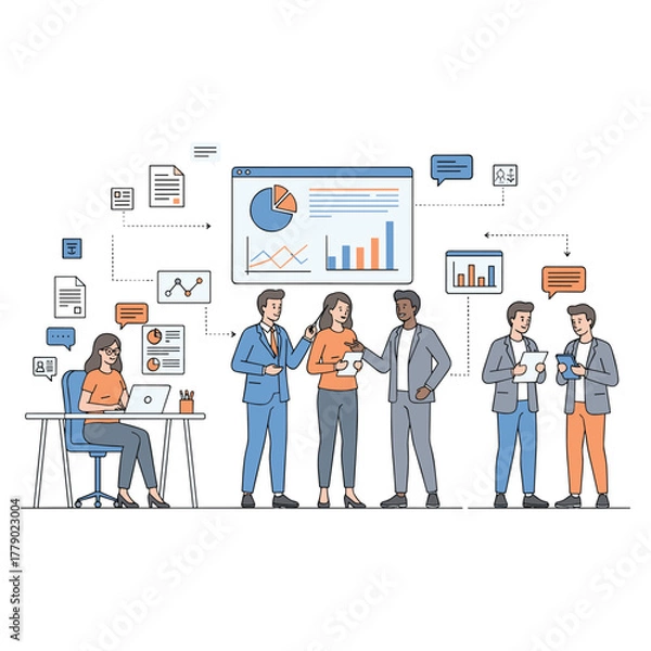 Fototapeta Business Workflow Vector Illustration