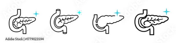 Obraz Medical illustration of the pancreas and surrounding organs, highlighting the organ's location and structure.
