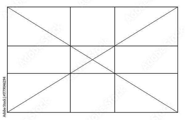 Obraz Three Quarters Photography composition rules colorful frame design template.