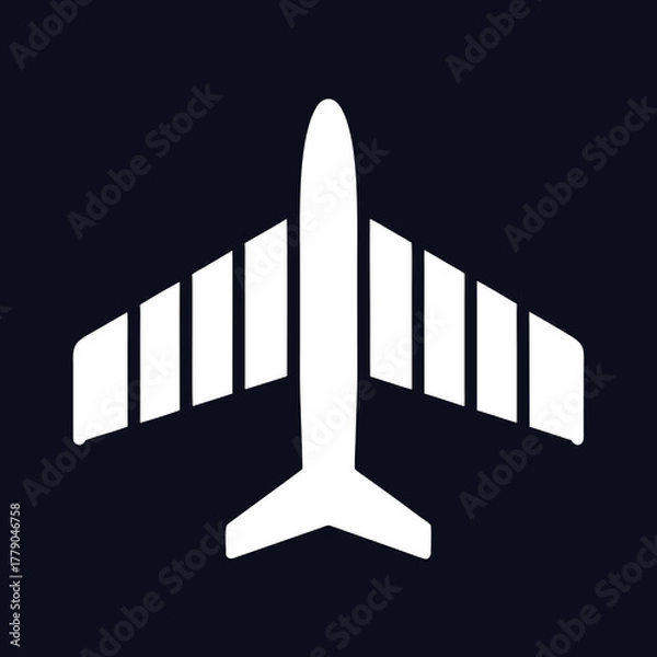 Fototapeta Professional airplane silhouette vector on dark background. Perfect for aviation branding and transportation designs.