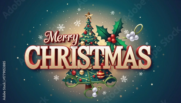 Obraz carte Joyeux Noël d'invitation ou de célébration des fêtes de fin d'année