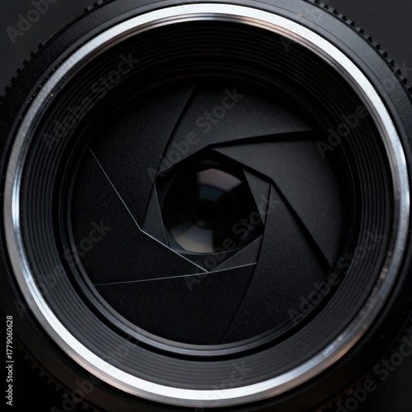 Fototapeta Close-up view of a camera lens aperture mechanism