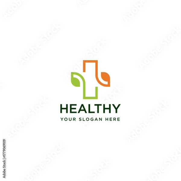 Obraz medical leaf logo design. simple modern nature health care symbol vector graphic