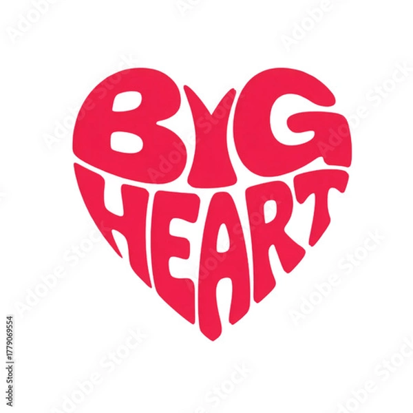 Fototapeta Text Big Heart With Red Love Shape Vector Illustration On White Background