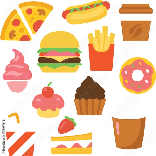 Obraz Delicious Food Vector Illustration