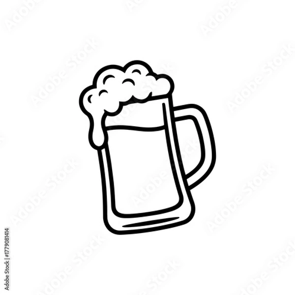 Fototapeta Refreshing beer with frothy head, inviting cheers and good times, perfect for bar menus, breweries, and celebrating friendship in a simple style