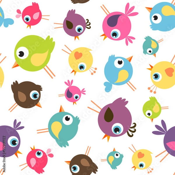 Fototapeta seamless pattern with funny birds