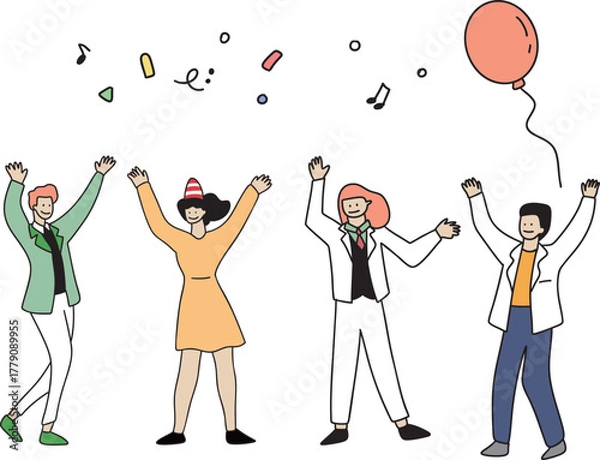 Obraz 파티와 축제를 즐기는 사람들 일러스트 세트