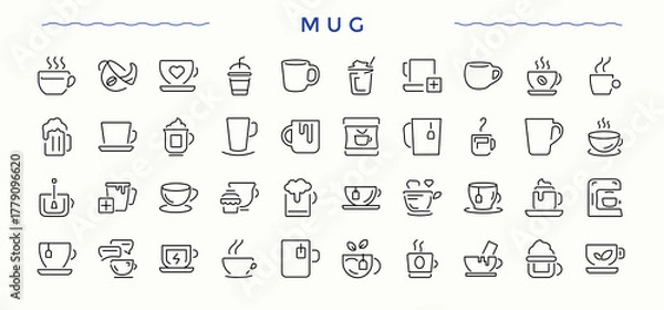 Fototapeta Mug icon collection. Reward line icons with editable stroke. Modern icons collection. Win icon collection. Pixel perfect. Vector illustration.