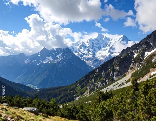 Obraz Mountain vista under a vibrant sky