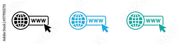 Fototapeta Web access symbol. Click to go to visit  website sign. Vector linear icons illustration isolated on white background.