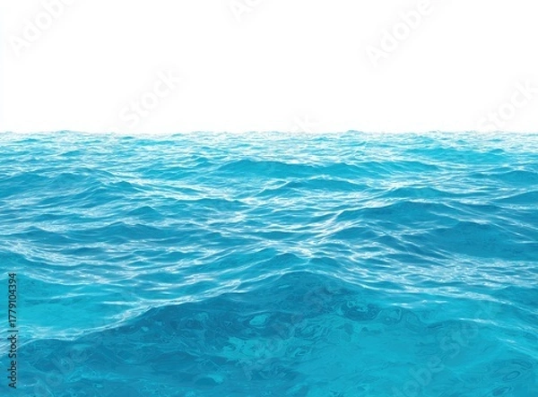 Fototapeta Wavy expanse of turquoise ocean water under a stark white sky