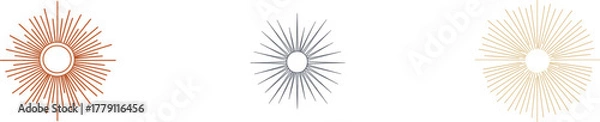 Fototapeta Isolated on white, the modern illustration features an abstract symbol of a shiny sun explosion effect icon