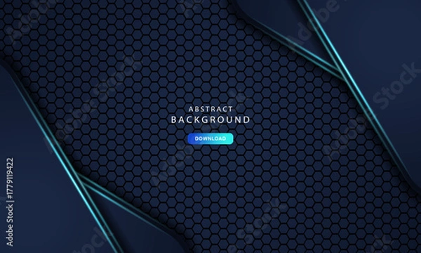 Obraz Hexagonal abstract metal background with light blue effect